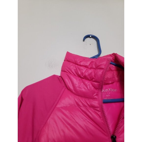 Calvin Klein Womens M Performance Puffer Jacket Hot Pink Full Zip Activewear - Picture 4 of 6